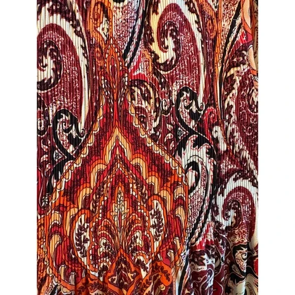 Spense Womens Multicolor Paisley Pleated Bell Sleeve Blouse Boho Size Medium - Picture 3 of 9